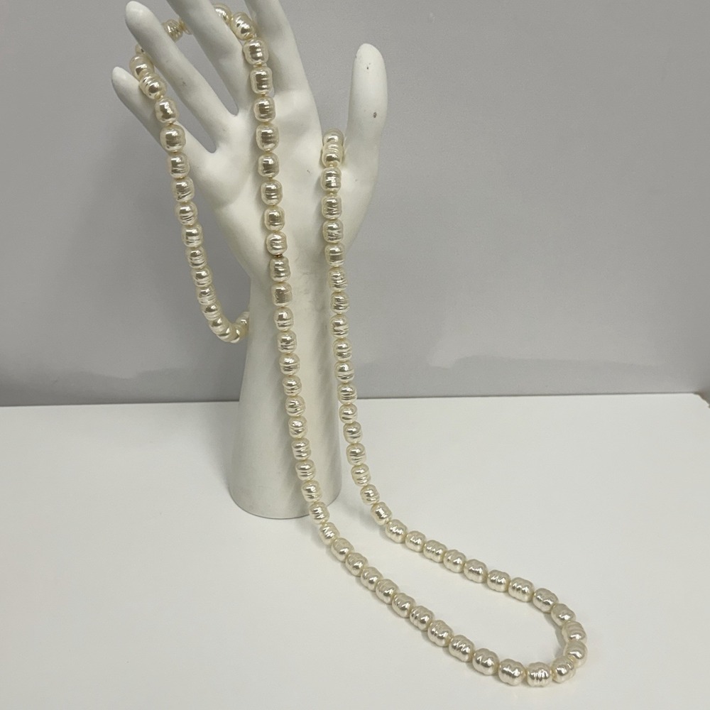 M 1890 Majorica LONG Baroque Pearl Necklace Sterling Tag 21" Long or 42" Around